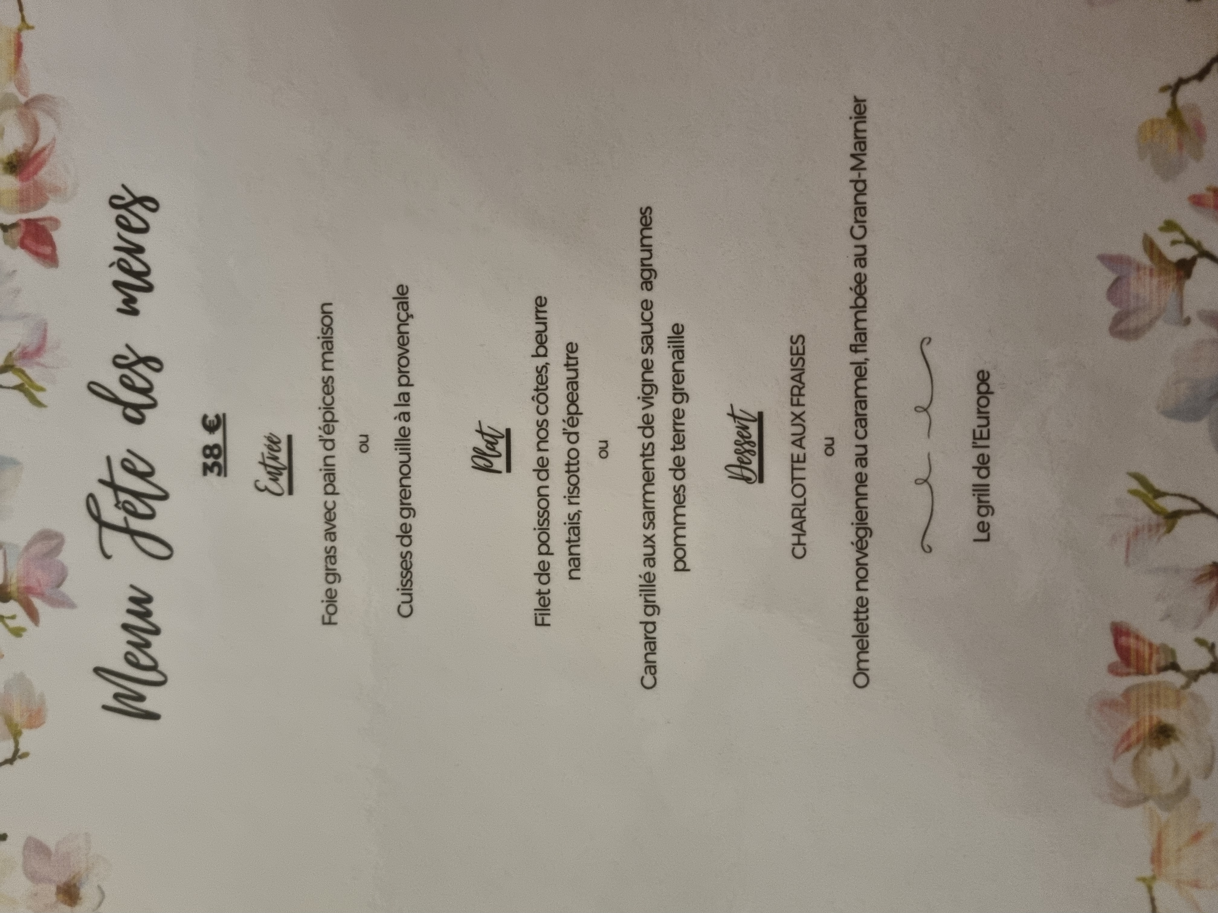 Photo du menu special