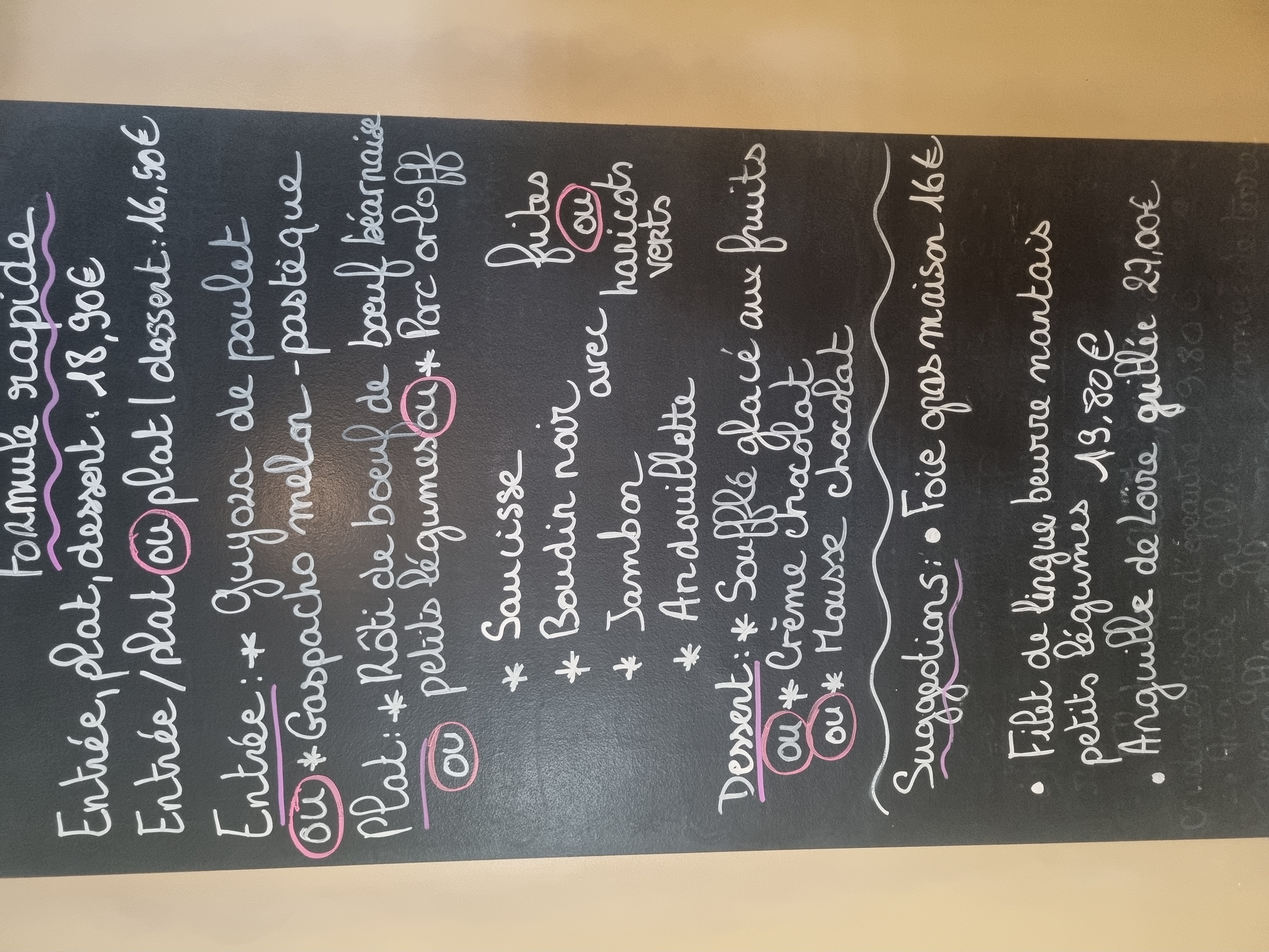 Photo du menu du week-end